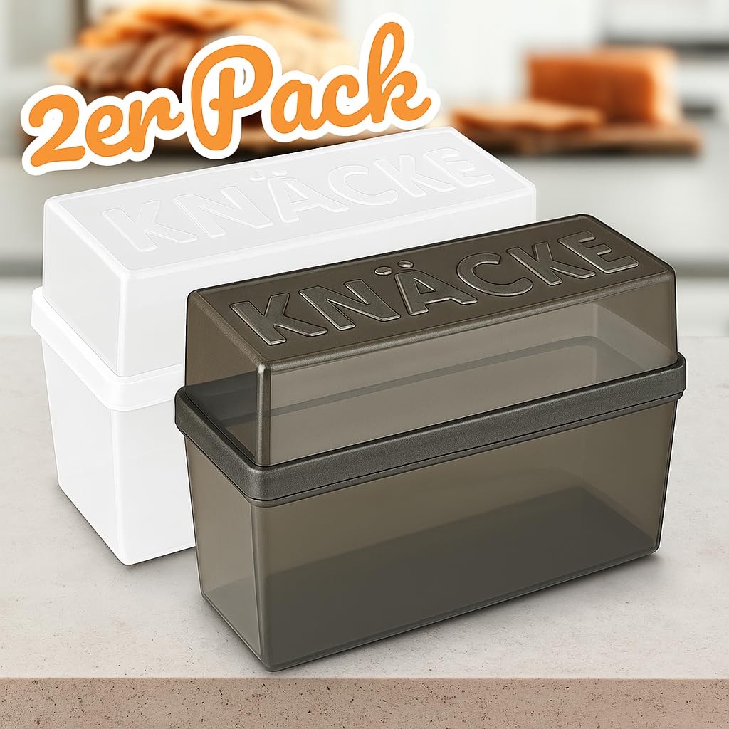 contenitore per pane croccante con coperchio - Brotbox - ermetico - scatola per la conservazione - Trasparente/bianco (2 pezzi - mix)