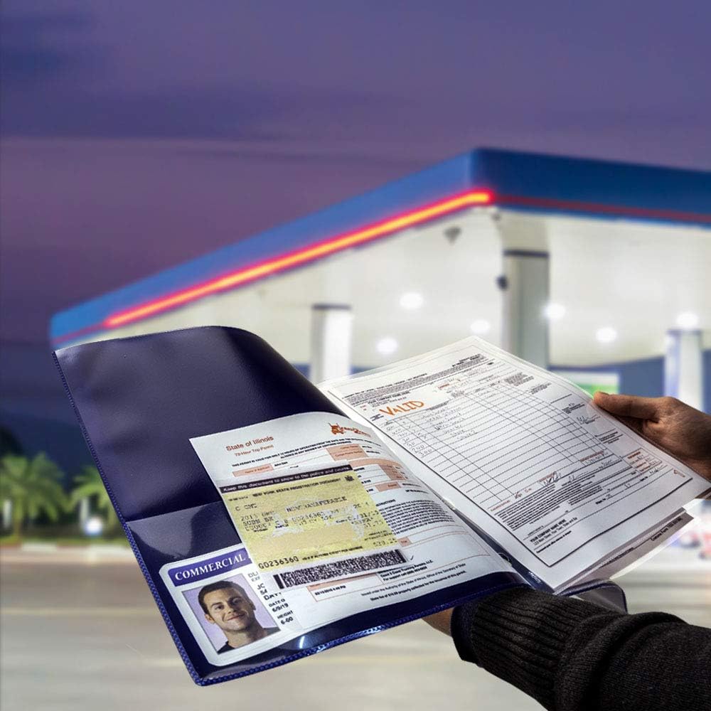 StoreSMART - 9 1/4" x 11 3/4" Multi-Pocket Folder for Commerical Truck Drivers - Metallic Blue - Two-Page - 100 Pack - ZR8004-TRUCK-MB-100