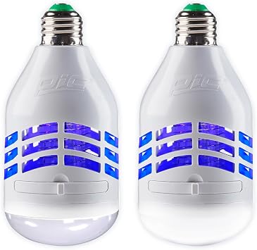 PIC LED Bug Zapper Light Bulb, Compact Mosquito Zapper, Electric Insect Killer, White, Fit Standard Bulb Socket, Kills Bug on Contact, Bug Catcher for Home, 2 Pack