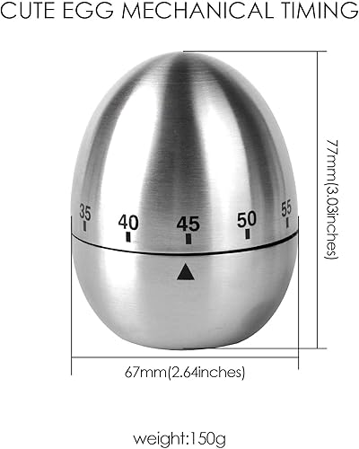 Miniatura 4 de Jayron JR-WG015 Temporizador de cocina de huevo de acero inoxidable alarma giratoria mecánica 60 minutos temporizador de cuenta atrás para cocinar