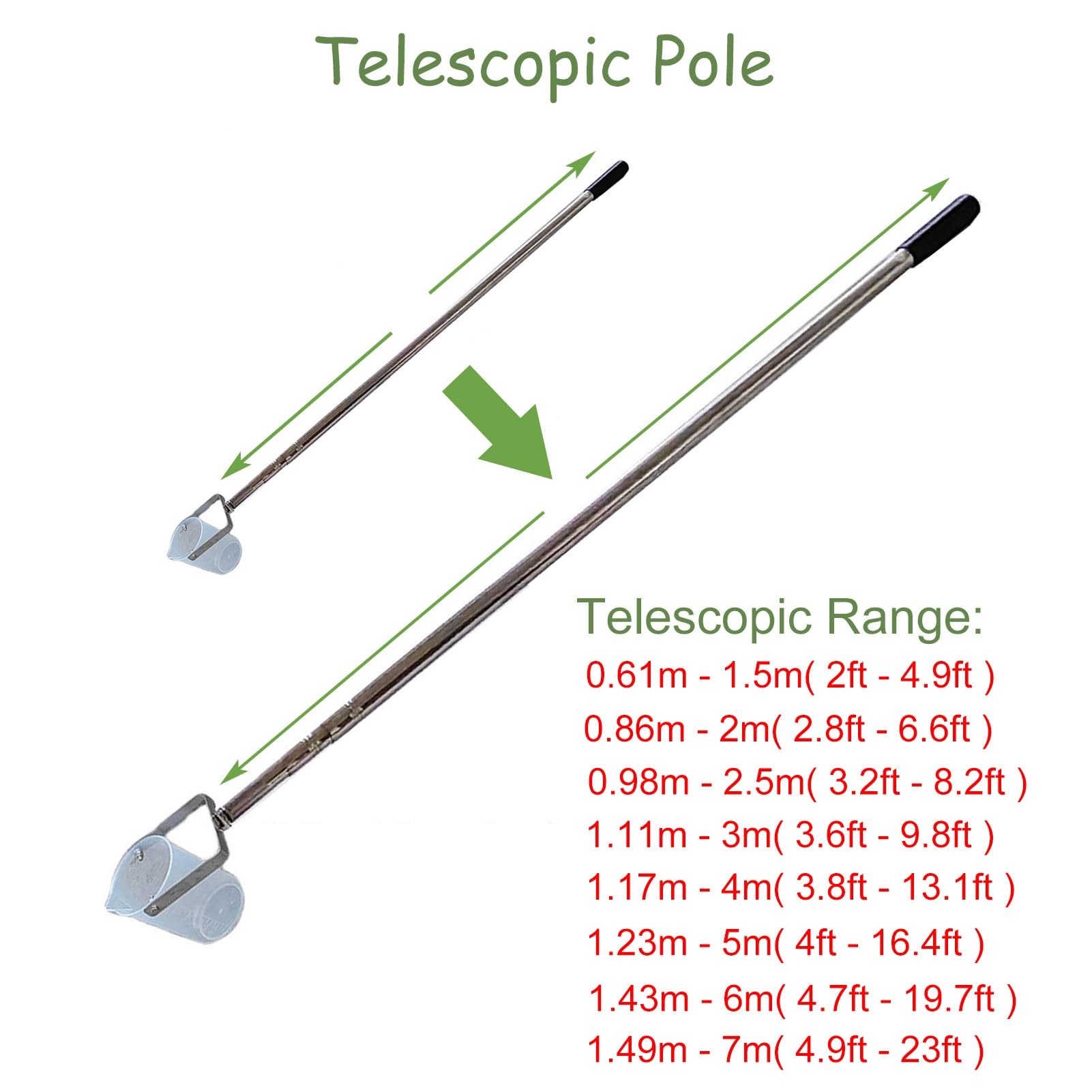 Campionatore d'Acqua telescopico da 1000 ml - Asta di campionamento liquidi in Metallo Regolabile con becher in plastica, mestolo per analisi dell'Acqua da Laboratorio Estensibile da 1,17 m