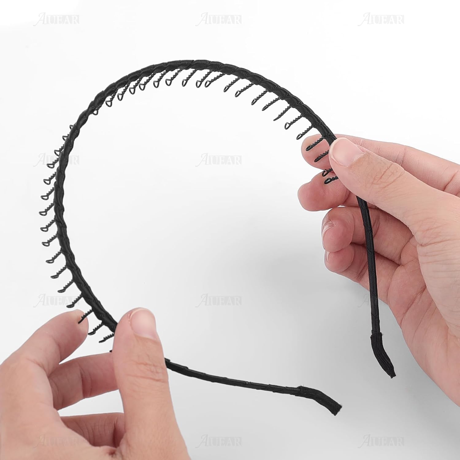 AUEAR, 10 Pack Black Metal Headbands Teeth Comb Hairbands Non-Slip Hair Hoop for Women Men Accessories