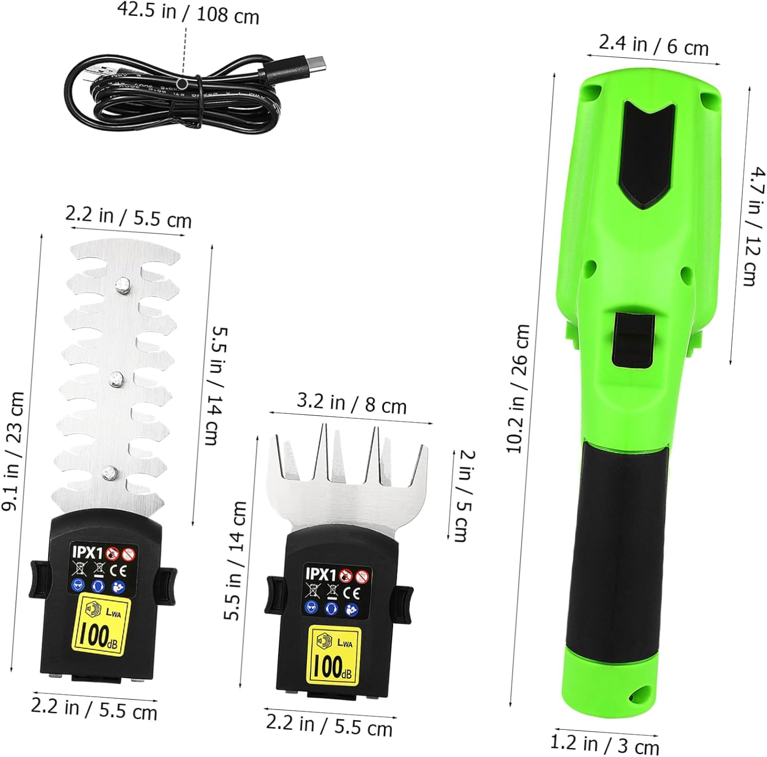 HANABASS Rechargeable Pruning Shears Hedge Trimmer Grass Clipper Electric Grass Shear Heavy Duty Tapered Handles Comfortable Grip Versatile Angles