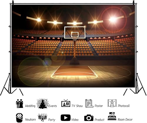 Miniatura 2 de OERJU Fondo de fotografía para cancha de baloncesto de 12 x 10 pies, para deportes, estadio, estadio, estadio, estadio, estadio, estadio, escenario,