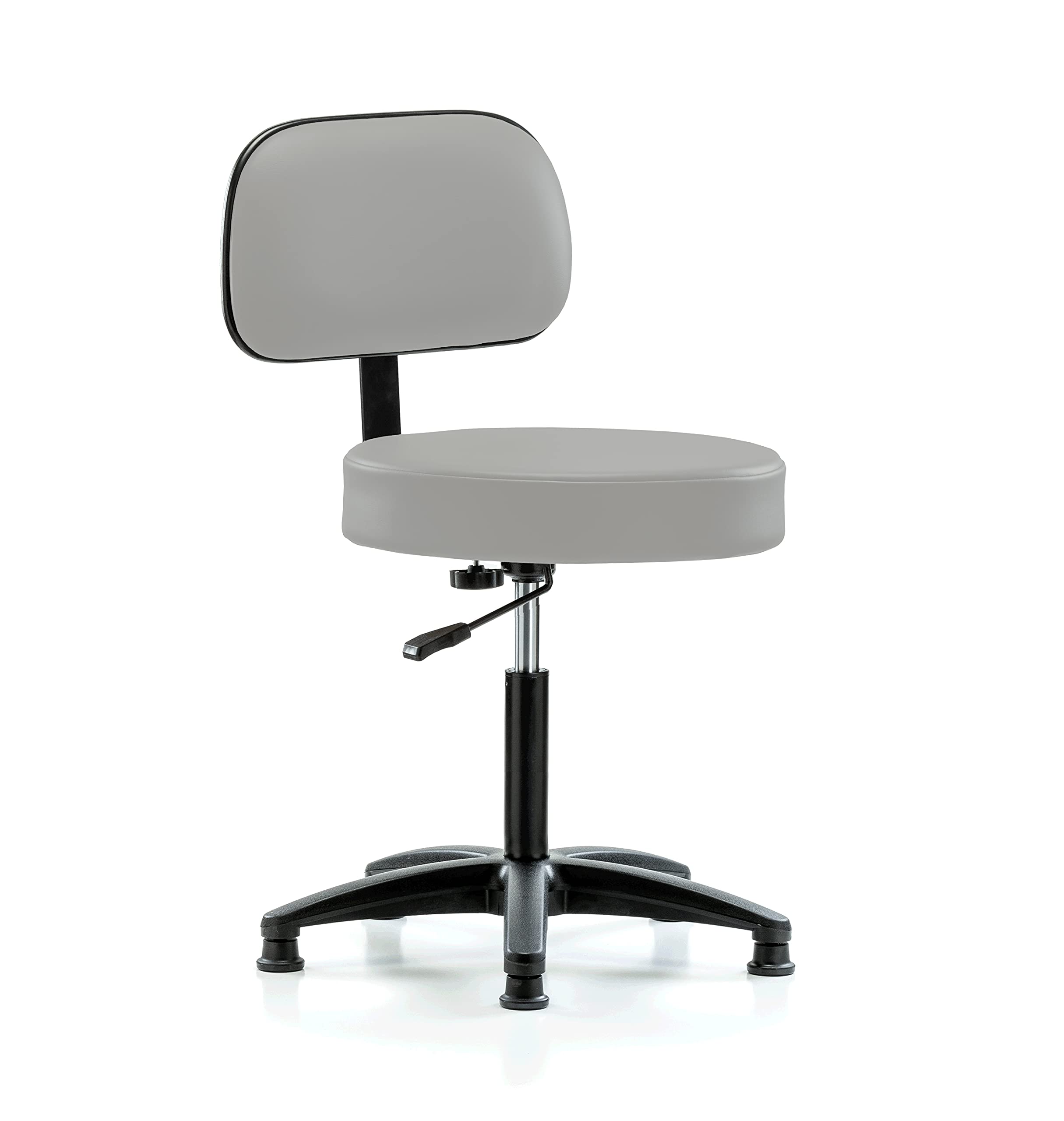 Perch Basic Exam Stool, Glides, 21-28.5", Grey