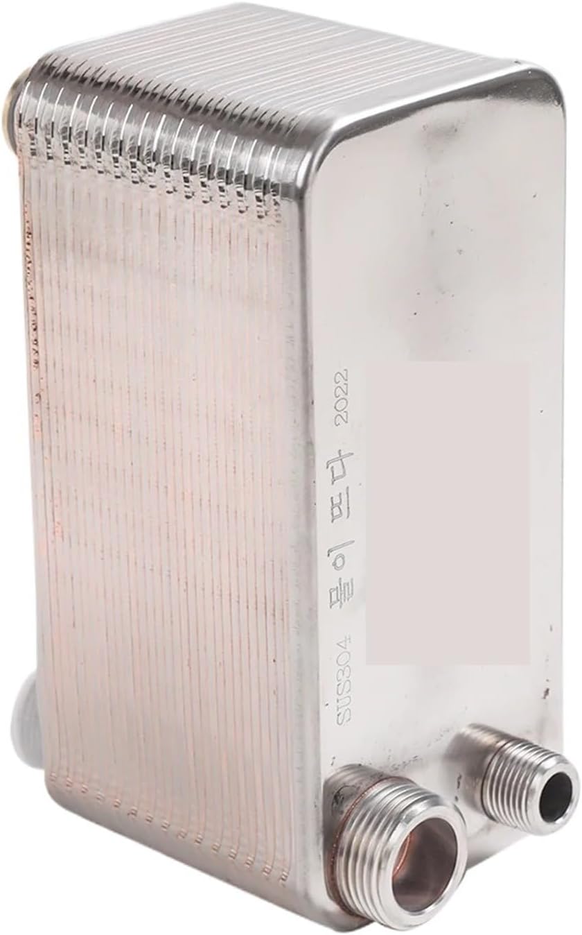 Wort Chiller, Stainless Steel Brazed Plate Heat Exchanger Liquid Cooler for Homebrew Beer Brewing & Hydronic Heating(Interface 32mm,Different Side)