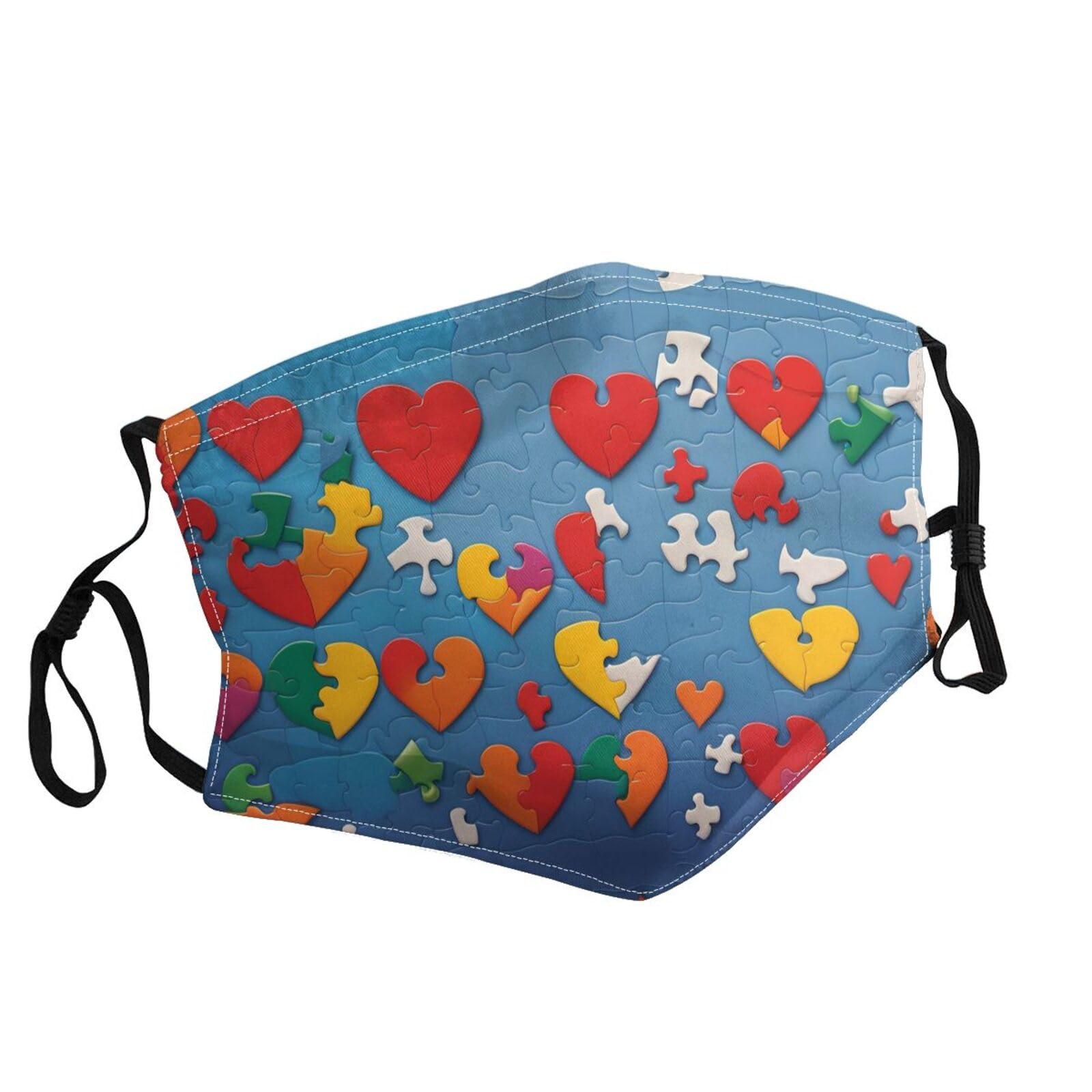 YYHWHJDE Adult Masks Washable 10 PCS Soft breathable Suitable for camping, running, traveling daily use Autism Awareness Puzzle Pieces Heart Picture