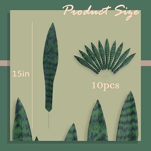 Miniatura 2 de summer flower Juego de 10 piezas de plantas de serpiente falsas de 9 pulgadas, pequeñas hojas artificiales de Sansevieria, tallos de plantas de