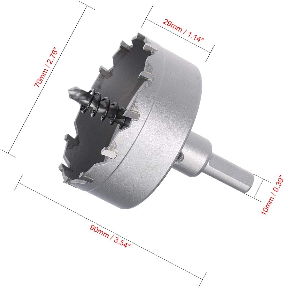 Sourcingmap 70mm Carbide Hole Cutter, Hole Saws for 0.5mm-3mm Stainless Steel 5mm Metal Sheet, Gray - Image 3