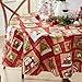 Newbridge Holiday Forest Friends Red & Tan Christmas Vinyl Tablecloth with Flannel Backing – 70 Inch Round – Cute Woodland Animals, Fox, Owl, Bear & Tree Print Table Cover