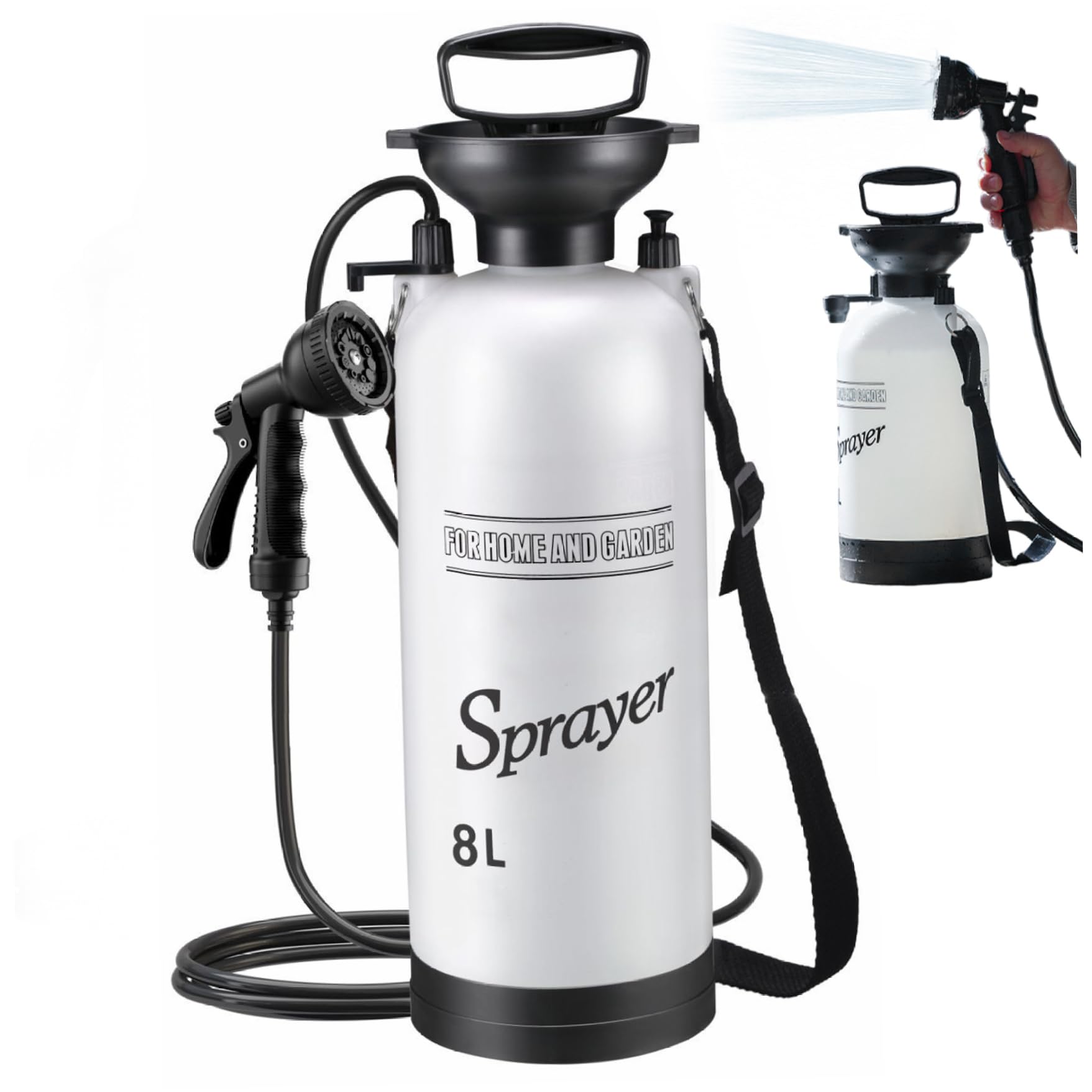 Douche de Camping Portable, Douche Portable 8L Avec 10 Modes TêTe de PulvéRisateur Et Tuyau de 9,84 Pieds Pour Jardin de RandonnéE