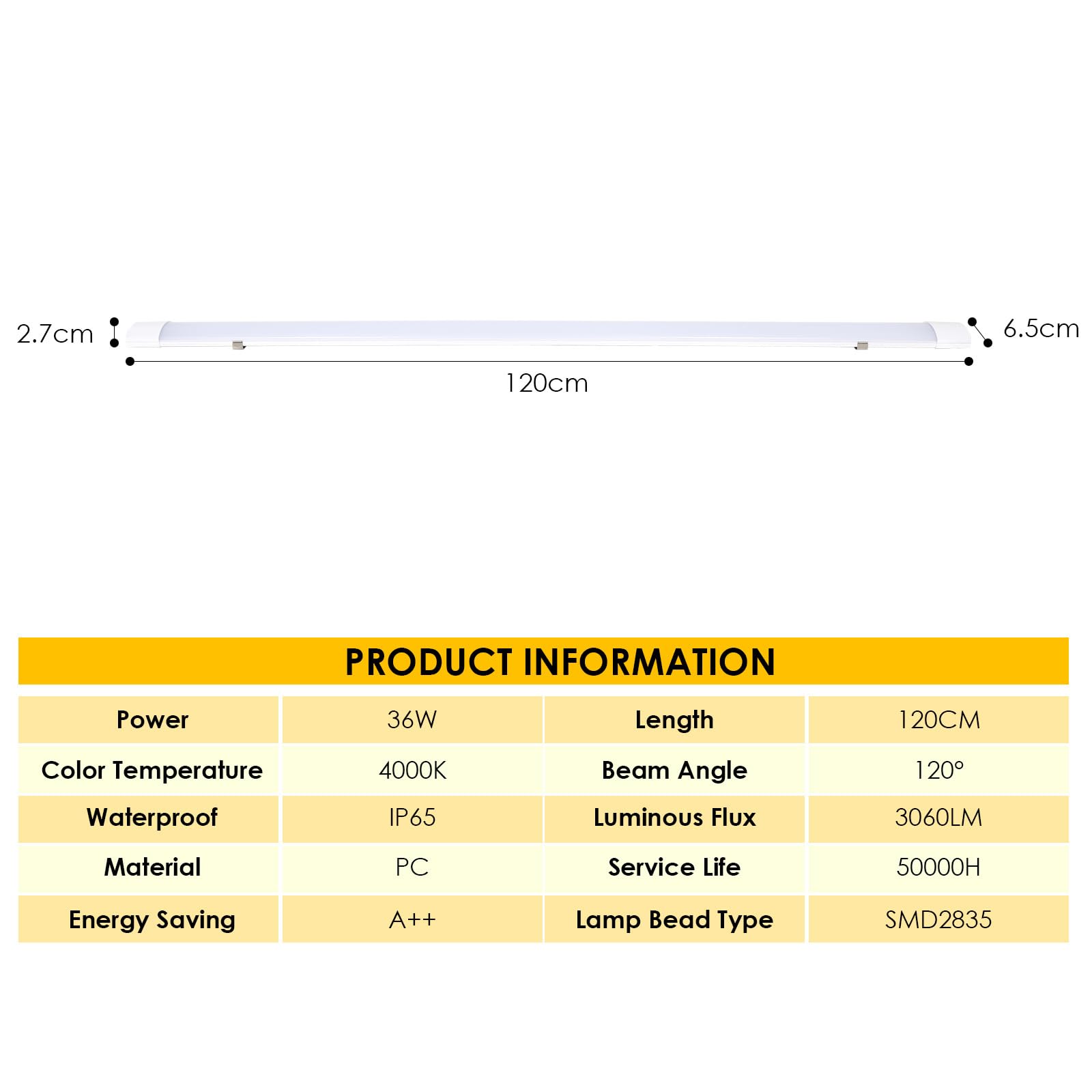 4er Set LED Feuchtraumleuchte, 120CM LED Röhre, 36W 3060LM LED Deckenleuchte, IP65 Wasserfest Feuchtraumlampe, Verknüpfbar, für Keller Werkstatt Garage Warenhaus Bad Büro, 4000K Neutralweiß