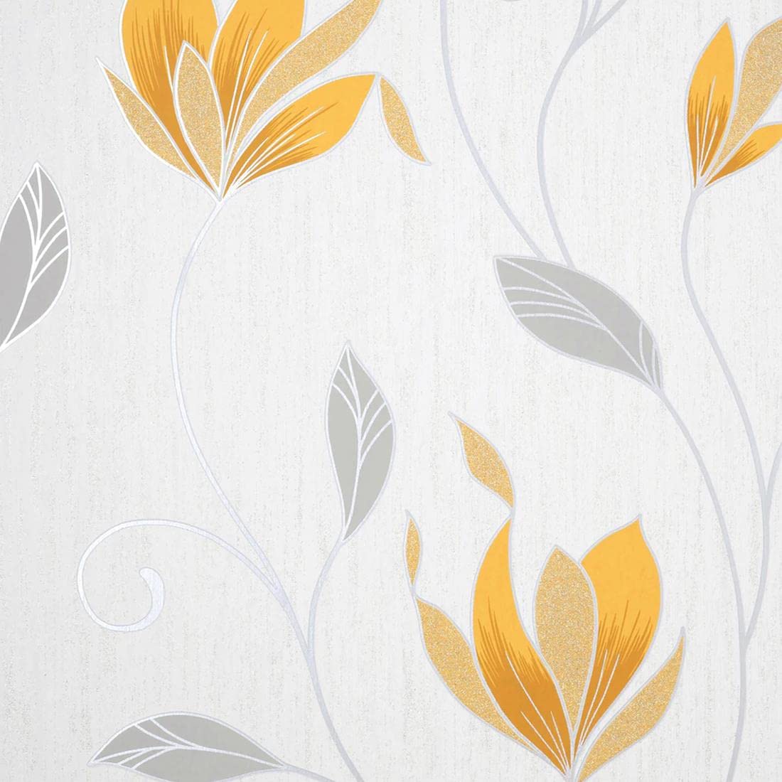 Yöl Yellow Floral Fine Decor Synergy Floral Mustard Yellow Silver White Paste The Paper Wallpaper