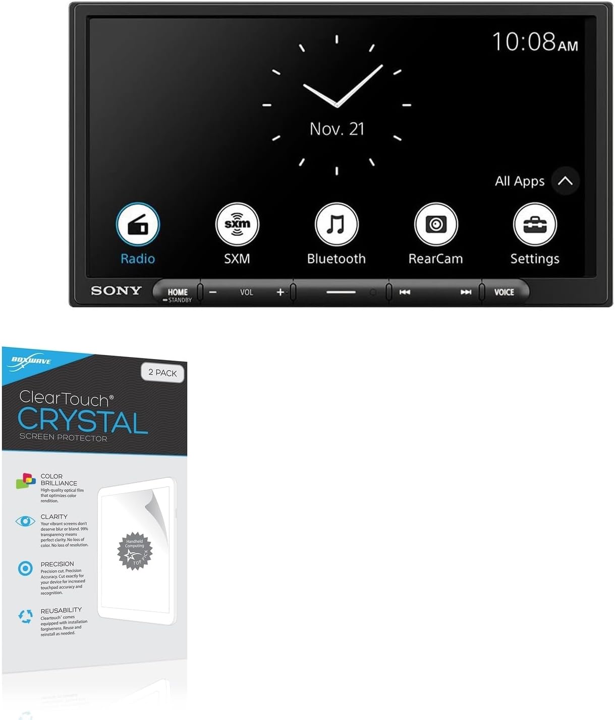 BoxWave Screen Protector Compatible with Sony XAV-AX6000 - ClearTouch Crystal (2-Pack), HD Film Skin - Shields from Scratches