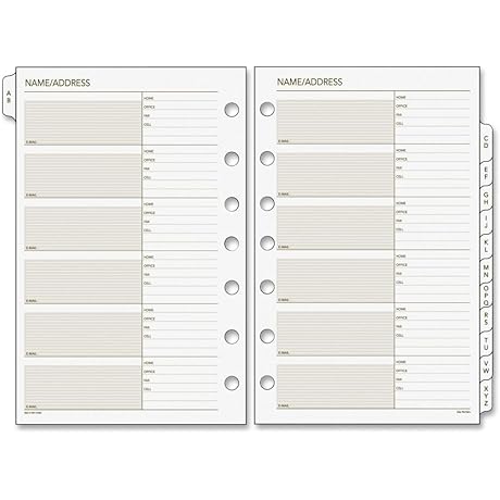 DayRunner Undated Planner Telephone and Address Organizer, A-Z Tabs, Loose-Leaf