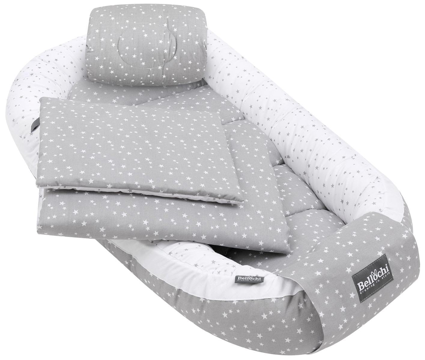 Set Neonato Bellochi In Cotone - Riduttore Lettino 90x60 Cm, Cuscino, Copertina, Ideale Per Baby Shower - Foto 8