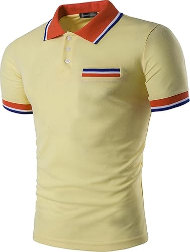 Sportides JZA008 - Camiseta de mezclilla manga corta tipo polo para hombre