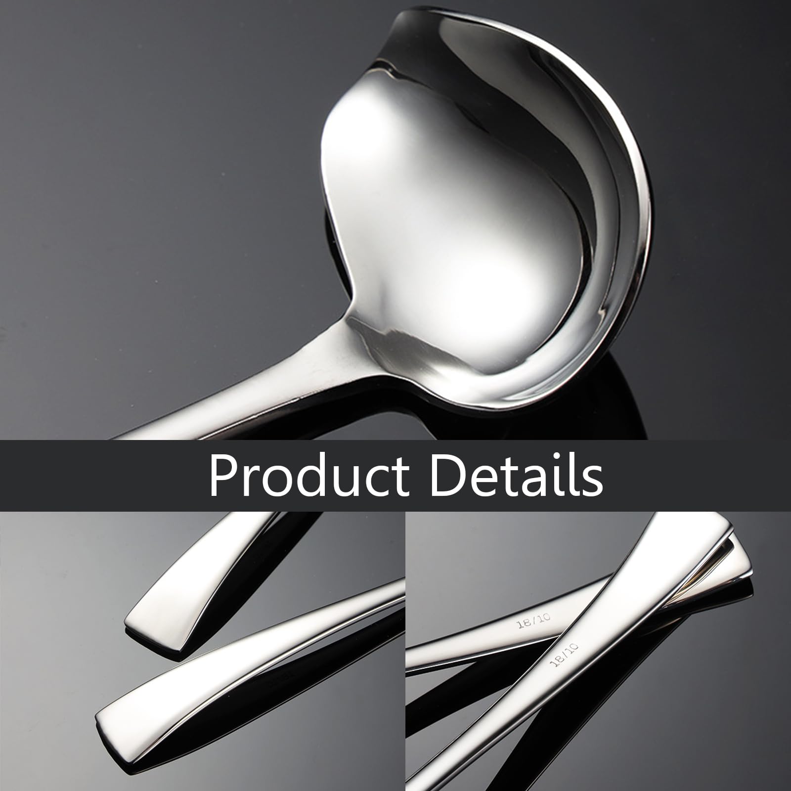 2 Cuillères à Sauce En Inox Avec Bec Verseur - Dorée Et Argentée, 20 Cm - Pour Vinaigrettes, Soupes, Sauces Précises - 7