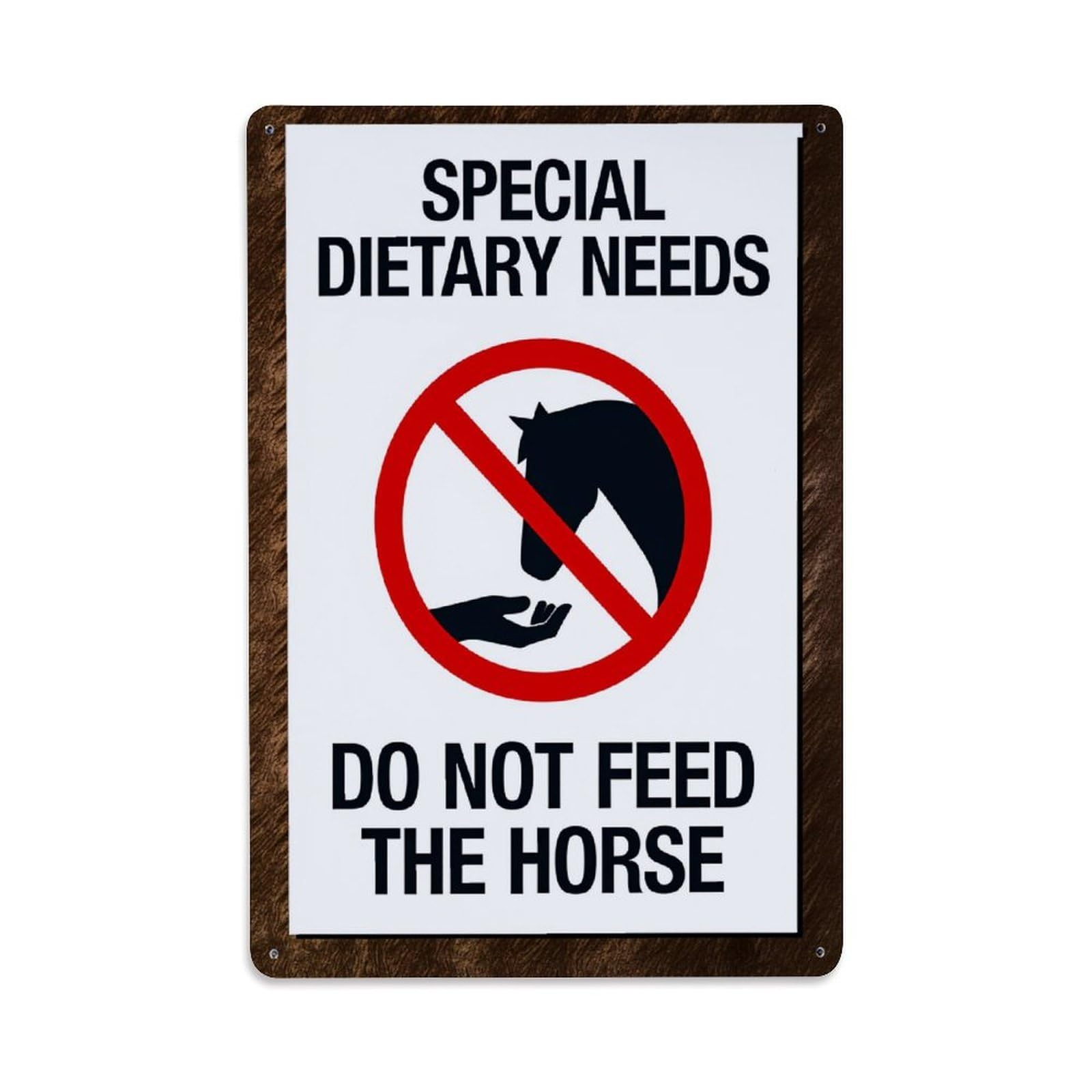 Lzwbntey Vintage Special Dietary Needs Do Not Feed The Horse Metal Tin Sign Retro Wall Decor For Home Bar Garage Cafe, Indoor & Outdoor Decorative Metal Poster, 8X12 Inch