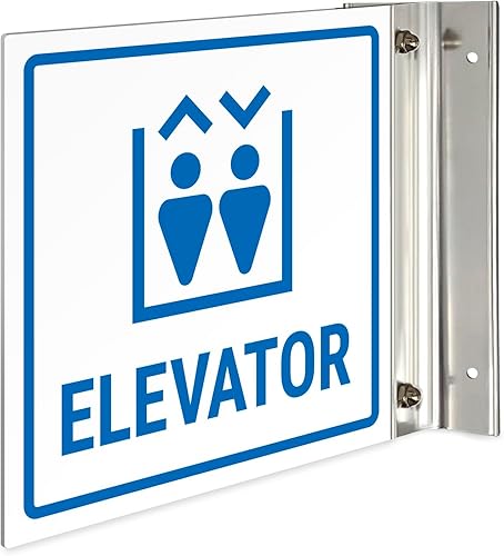 Miniatura 7 de Letrero de proyección de ascensor, doble cara, 6x6 pulgadas, ACM, con accesorio negro satinado, fabricado en Estados Unidos
