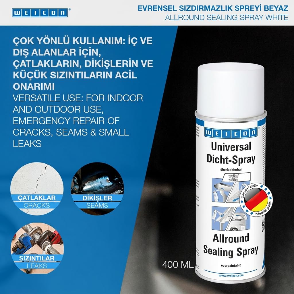 WEICON Tamir Spreyi / 400 ml/Ekstra Güçlü Yapıştırıcı Sızdırmaz Plastik Sprey, Beyaz