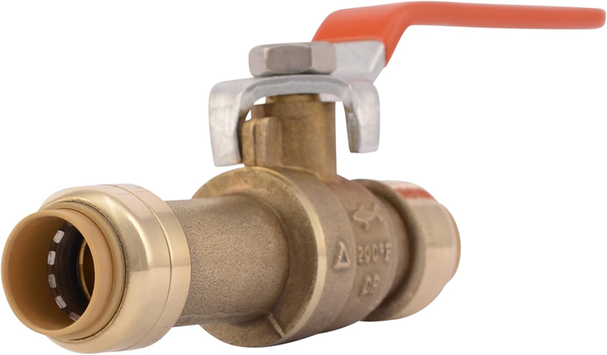 SharkBite 1/2 Inch Slip Ball Valve, Push to Connect Brass Plumbing Fitting, PEX Pipe, Copper, CPVC, PE-RT, HDPE, 24735LF