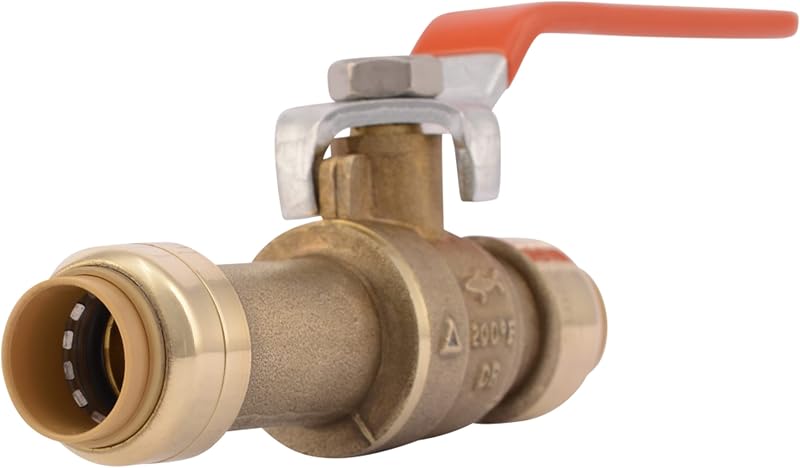 SharkBite 1/2 Inch Slip Ball Valve, Push to Connect Brass Plumbing Fitting, PEX Pipe, Copper, CPVC, PE-RT, HDPE, 24735LF