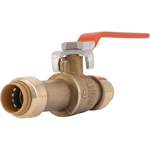 SharkBite 1/2 Inch Slip Ball Valve, Push to Connect Brass Plumbing Fitting, PEX Pipe, Copper, CPVC, PE-RT, HDPE, 24735LF
