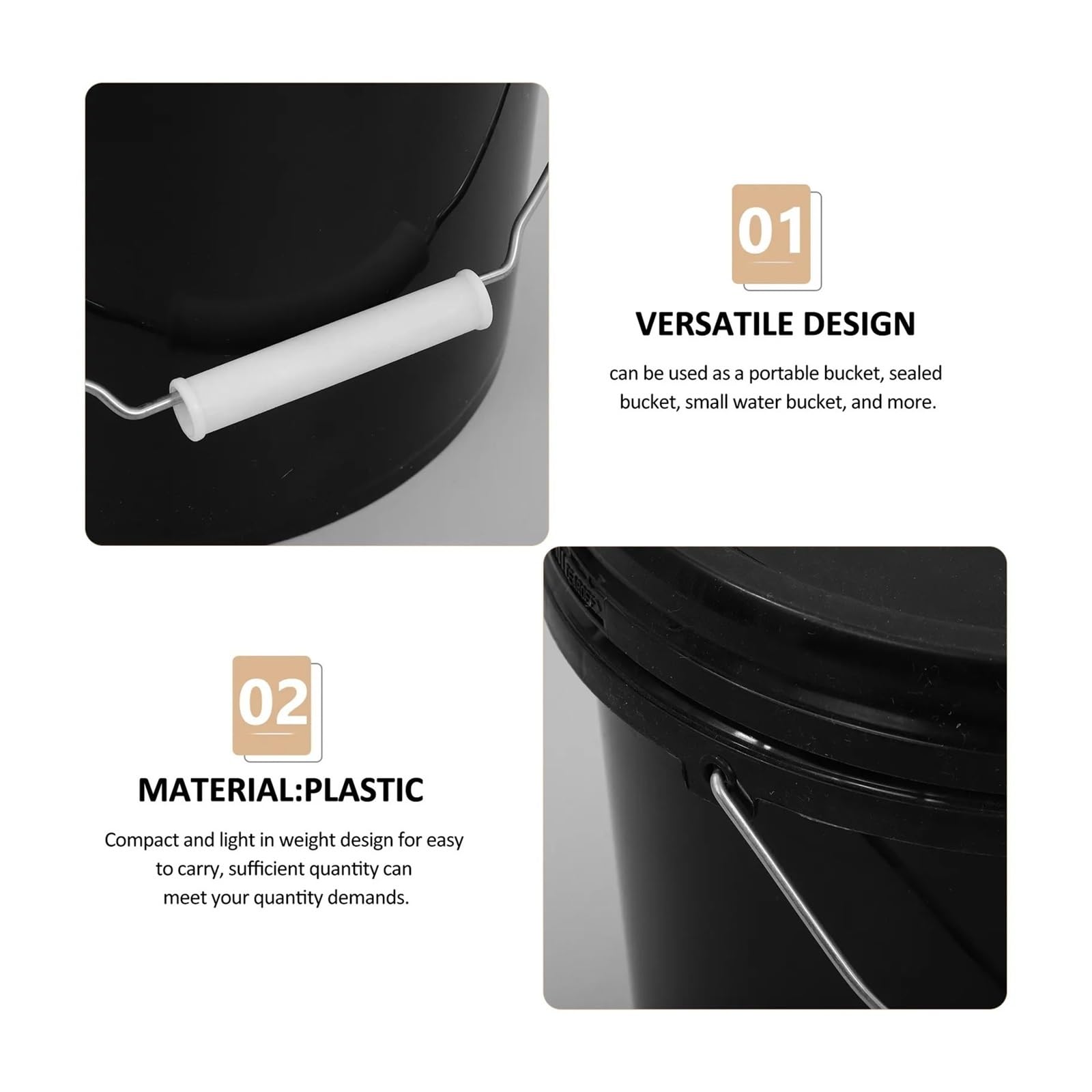 Cubos De Pintura De Plástico Cubo de plástico versátil con Tapa de 2 Piezas | Superficie lisa, diseño sin rebabas, ideal for almacenamiento de agua, hielo, arena, jardín, hogar(Yellow)
