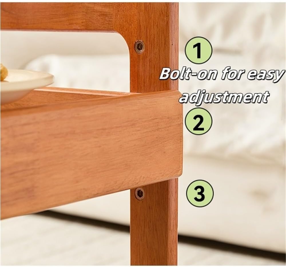 Rolling Nightstand with Storage, Multi-Functional Bedside Table & Bookcase on Wheels, Movable Storage Cabinet for Bedroom, Living Room & Office (Natural Finish)