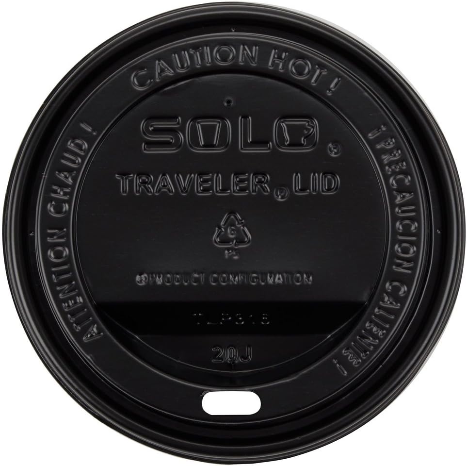 Dart Solo TLB316-0004 Traveler Black Dome Hot Cup Lid with Sip Hole 100/Pack