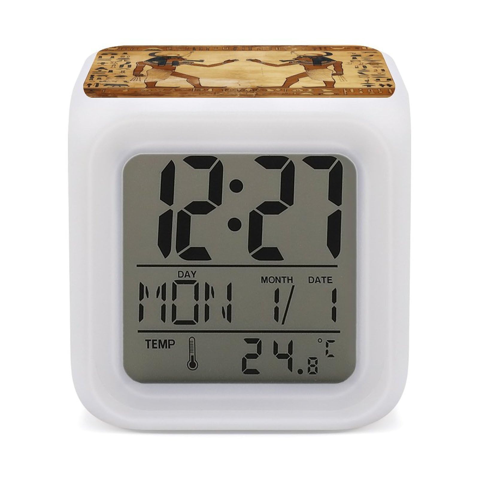 VstaDank Ancient Egyptian Alarm Clock Alarm Clock with 7 Color Changing Digital Clocks for Bedrooms Sleep Training Clocks with Large Display for Office Kitchen Living Room