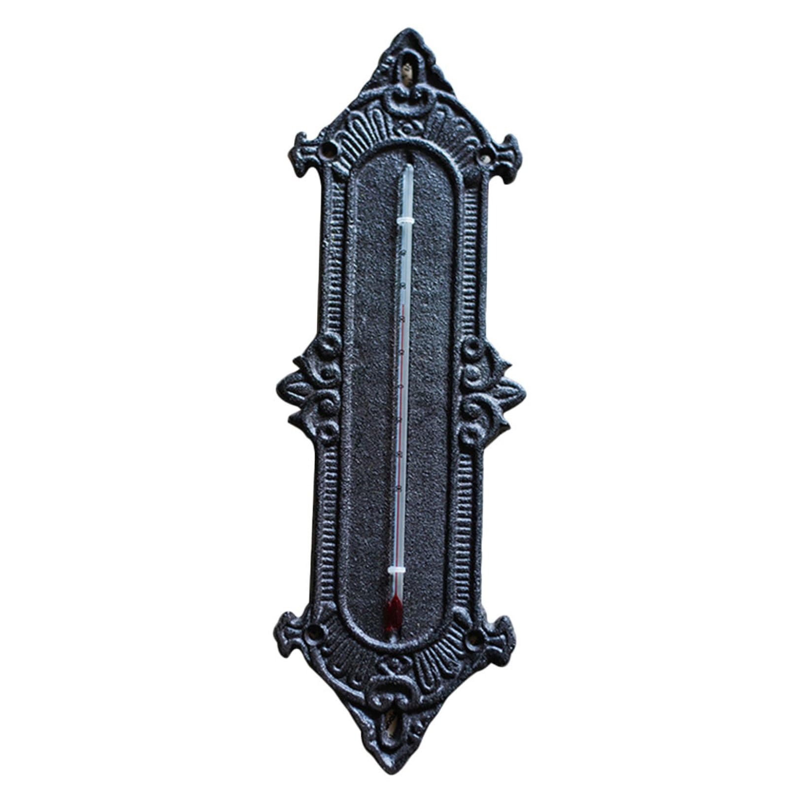 Innenthermometer aus Eisen, 1 Stück, Schwarz, mit Hygrometer | Gewächshaus Thermometer, für Zimmer und Haushalt, Wandmontage, Klassischer Stil
