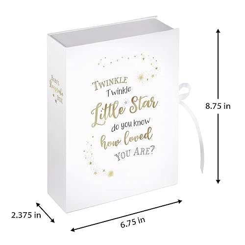 Miniatura 4 de Lillian Rose Caja de recuerdo grande con centelleante para bebé, color blanco