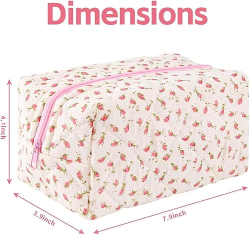 Miniatura 5 de Bolsa de maquillaje floral, bolsa de maquillaje acolchada floral, bolsa de cosméticos, bolsa de productos para el cuidado de la piel, bolsa de