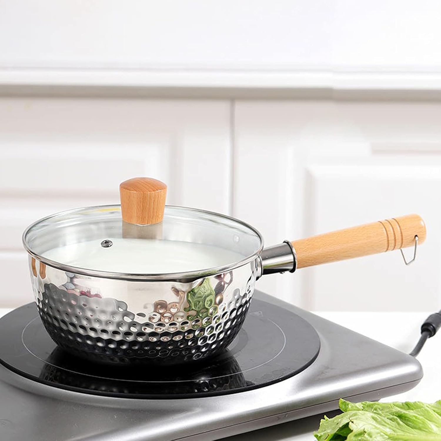 Cooking Pots Pots with Lid Saucepan Heating Milk Easy to Clean Kitchen Utensils, 18cm