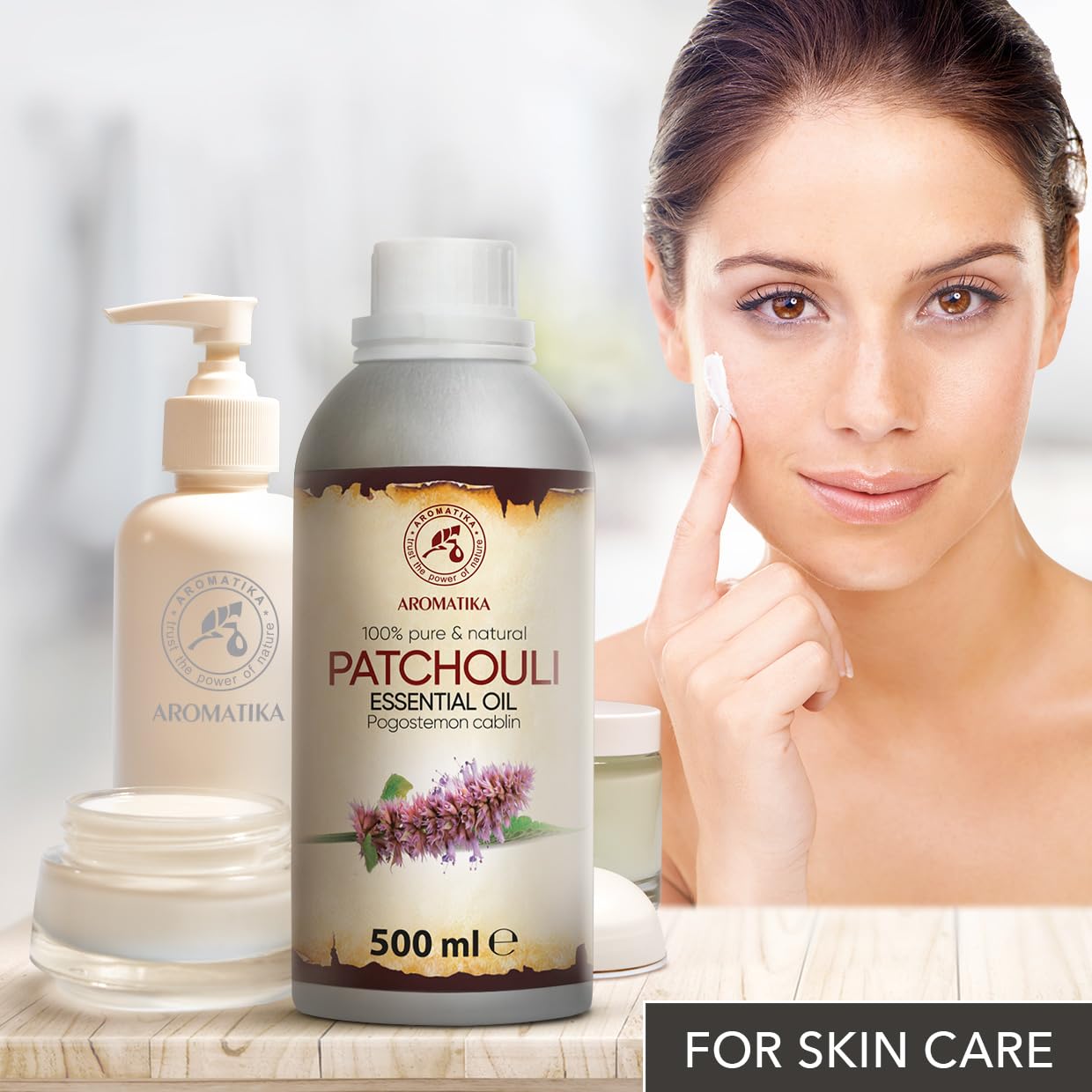 Ätherisches Patchouliöl 500ml - Pogostemon Cablin - Patschuliöl Naturrein - Aromaöl aus der Glasflasche für Aromatherapie in Diffusers und Duftlampen - Patchouli Öl für Duftkerzen und Seifen