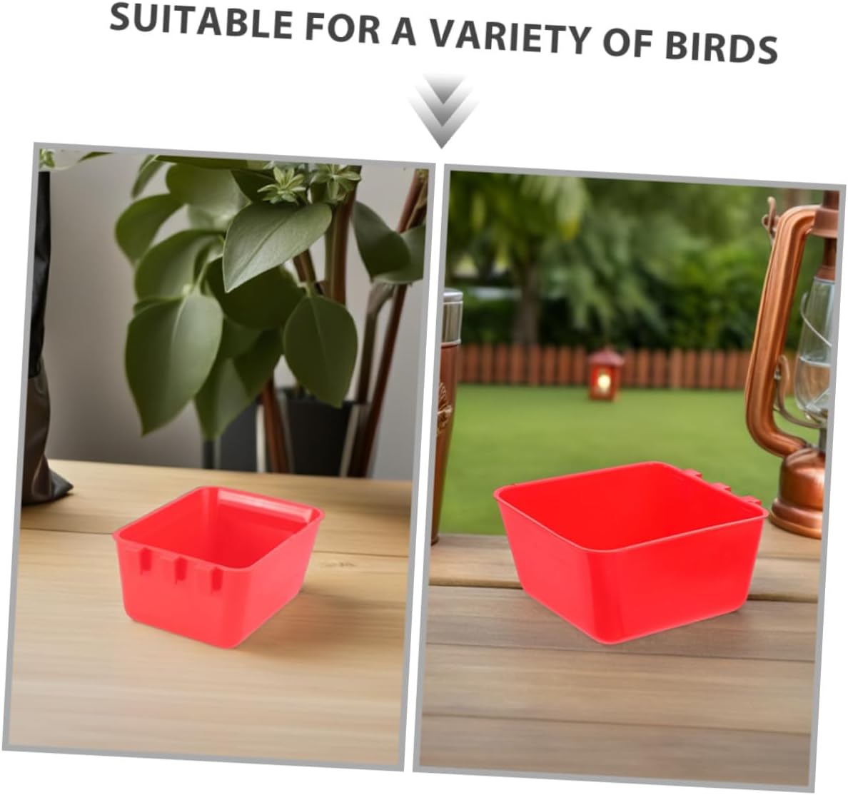 Abaodam 20pcs Bird Hanging Feeding Bowls for Cage, Plastic Rectangular Birdcage Food and Water Dishes, 12.5x9.5x6cm Red, Suitable for Cockatiels, Parakeets, Chickens, Pigeons, and Gamefowl