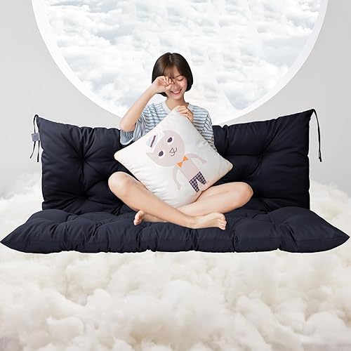 Miniatura 45 de Cojín para columpio de 2-3 plazas, cojines para exteriores con respaldo grueso de 4 pulgadas, almohadilla antidecoloración impermeable para jardín,