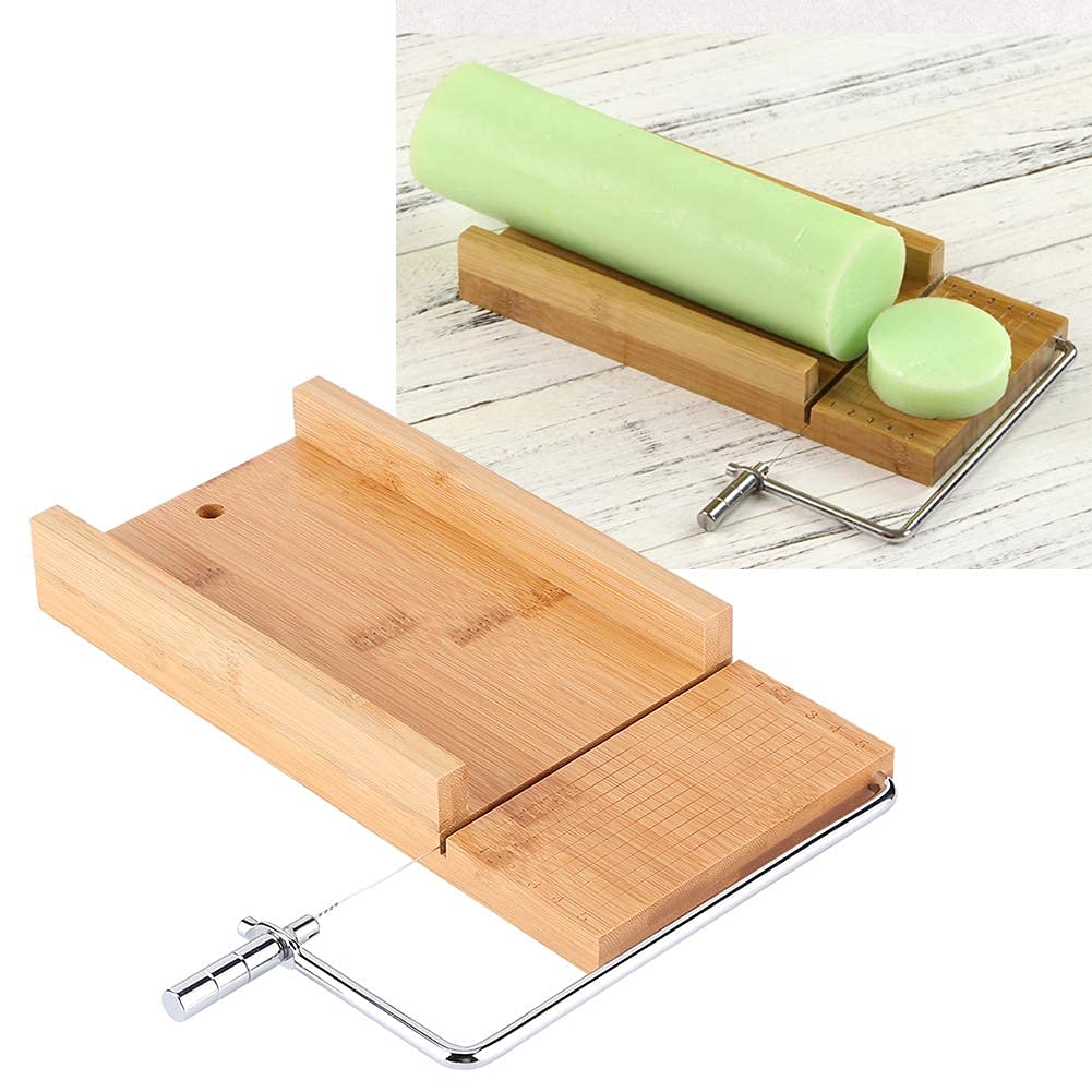Tyenaza moldes de silicona para jabones, Juego de caja de madera Cortador de jabón manual con escala Herramienta de cocina 1200ml