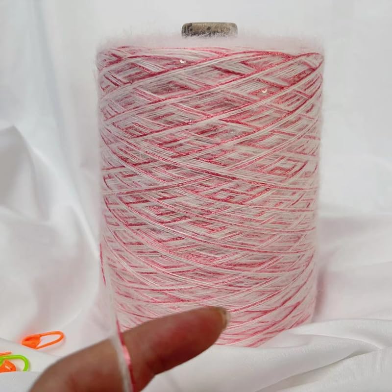 Filato di lana mohair da 500 g/rotolo, morbido e sottile, per lavori a maglia a mano, maglioni, vestiti per bambini, uncinetto, paillettes, mohair, sciarpe, filo con glitter