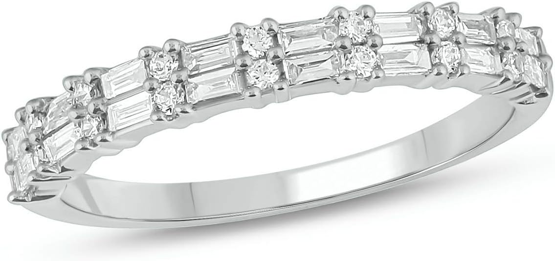 Cali Trove 1/3 Natural Diamond Ring in 14Kt White Yellow and Rose Gold | Layered Stackable Bands | Minimal Jewelry for Everyday | Anniversery Gifts | Graduation Rings | Gifts for Her