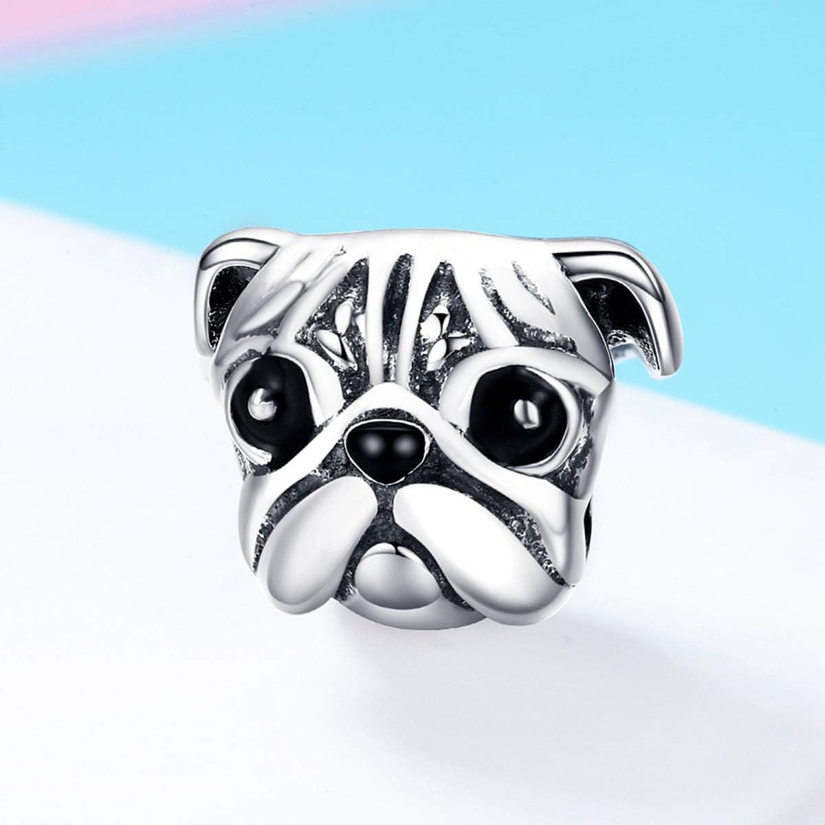 Bracelet Charm Bead Pug Puppy DIY Charm 925 Sterling Silver Fits Pandora Bracelet Necklace, European Charms Bracelet