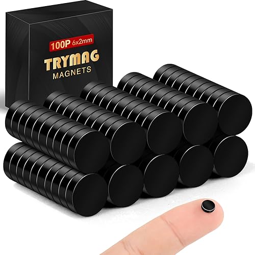TRYMAG Mini imanes de disco de neodimio, 100 piezas de 6x2MM, imanes de tierras raras para pizarra, manualidades, bricolaje, ciencia, oficina