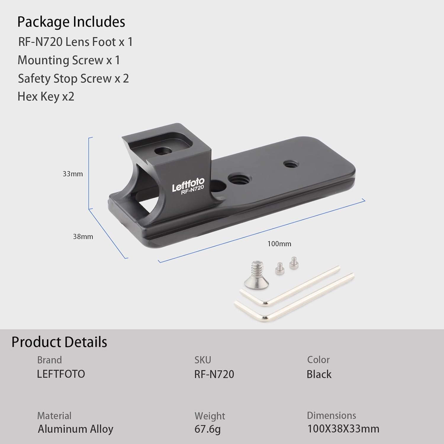 Leftfoto Replacement Lens Foot Base for Nikon AF-S Nikkor 70-200 mm f/2.8E FL ED VR & AF-S 500mm f/5.6E PF ED VR Lens - Arca-Swiss Style Tripod Plate, Black