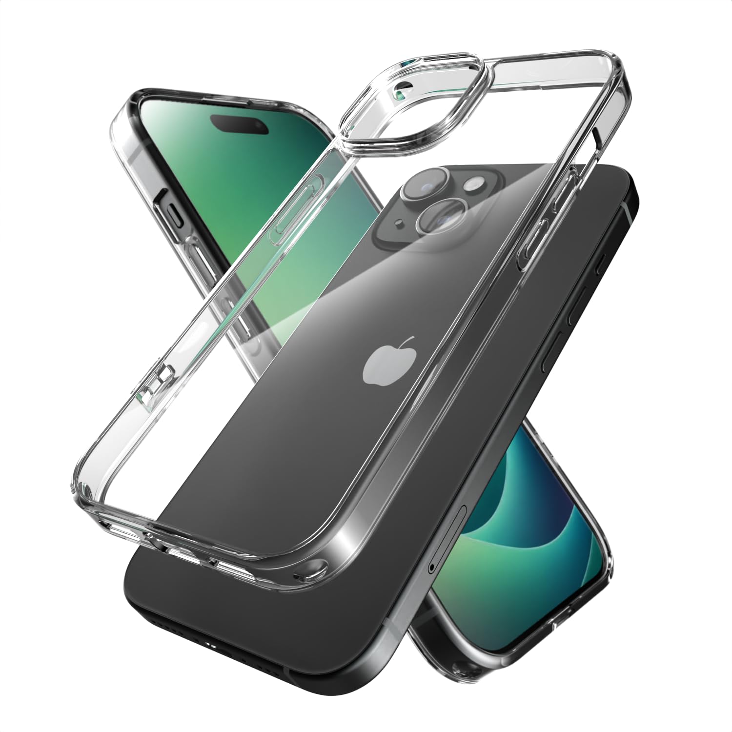 エレコム iPhone15 ケース 耐衝撃 衝撃吸収 ハイブリッド素材 四つ角エアークッション ストラップホール付き クリア