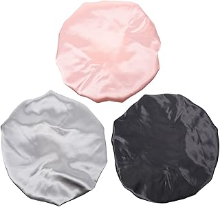 FOMIYES 3 Peças Touca de Dormir Touca de Cetim de Camada Dupla Touca de Dormir Elástica Touca de Cabelo Ajustável para Dormir Touca de Camada Dupla de Sono