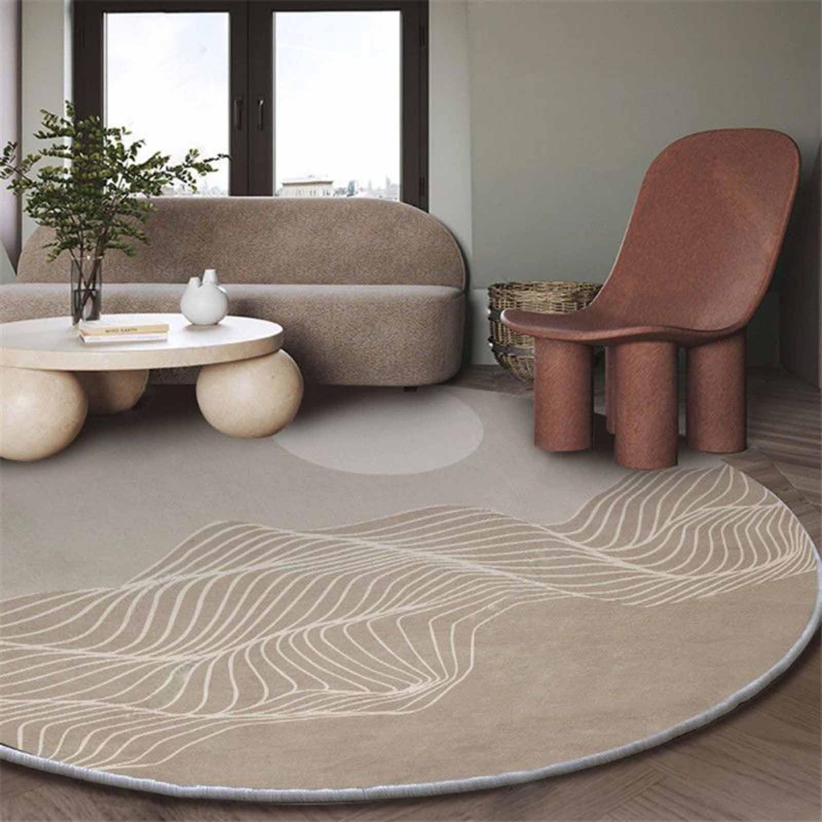 Tapis modernes de chambre au design minimaliste et beige