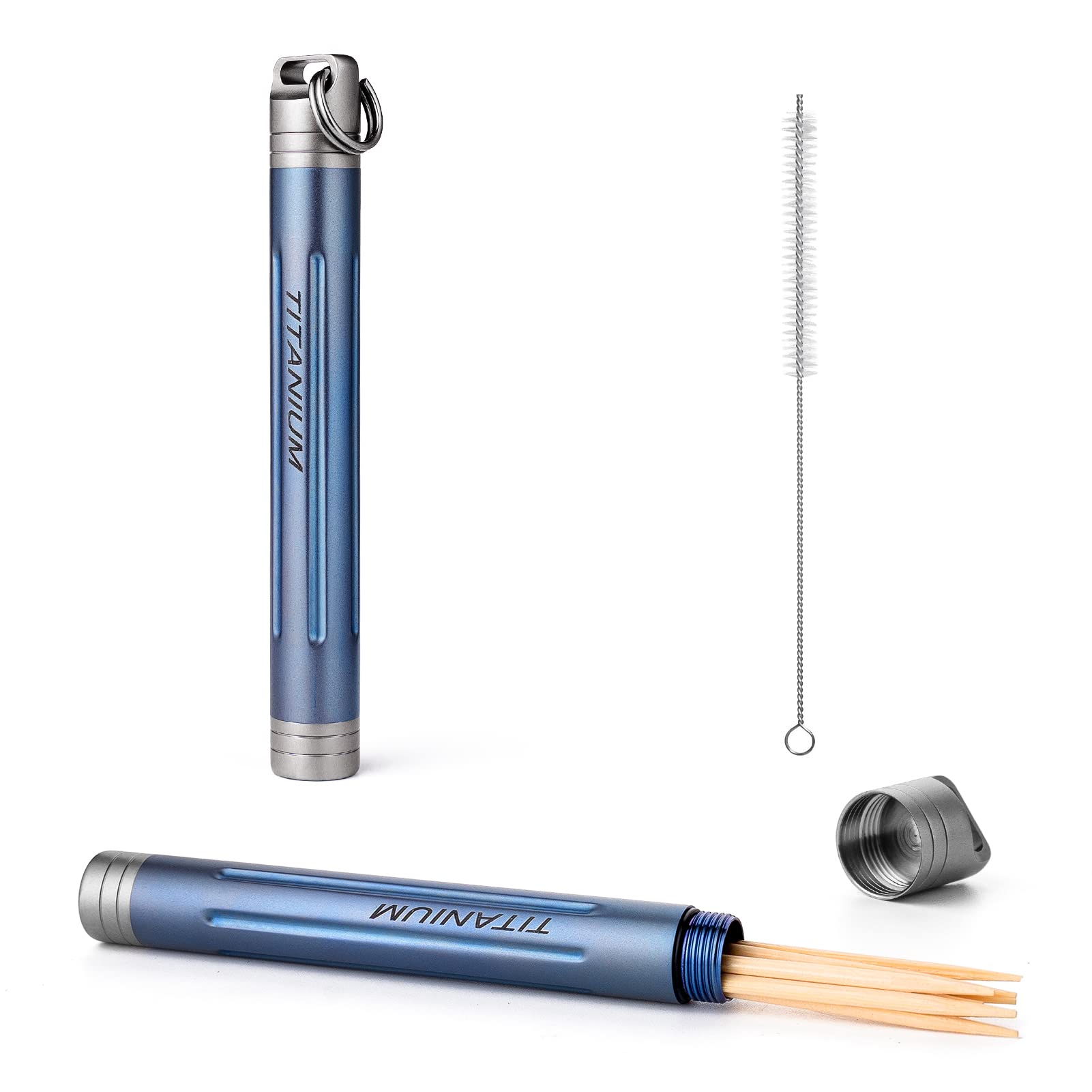 Tisur Titanium Toothpick Holder Portable Waterproof Metal