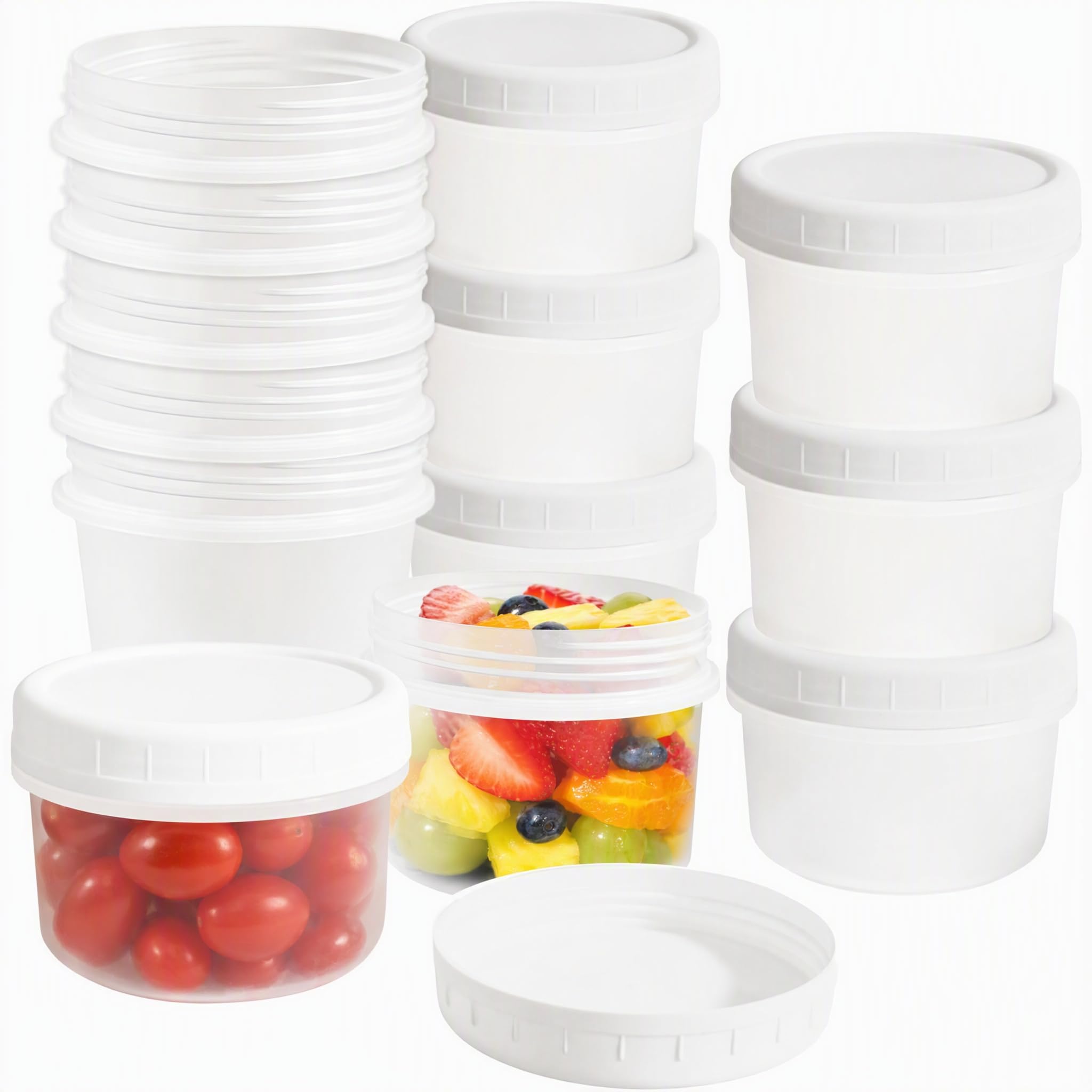 20Pcs Small Food Containers 120ml PP Plastic Screw Top Stackable Pots